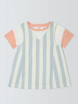 John Lewis ANYDAY Baby Stripe Pinafore and T-Shirt Set, Blue/White Stripe, Blue/White Stripe