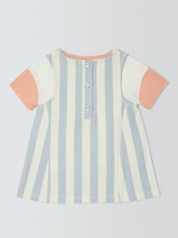 John Lewis ANYDAY Baby Stripe Pinafore and T-Shirt Set, Blue/White Stripe - view 2, Blue/White Stripe