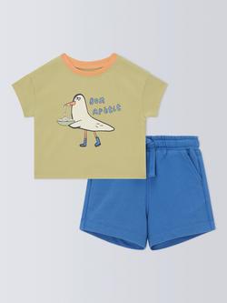 John Lewis ANYDAY Baby Seagull T-Shirt and Shorts Set, Green/Blue, Green/Blue