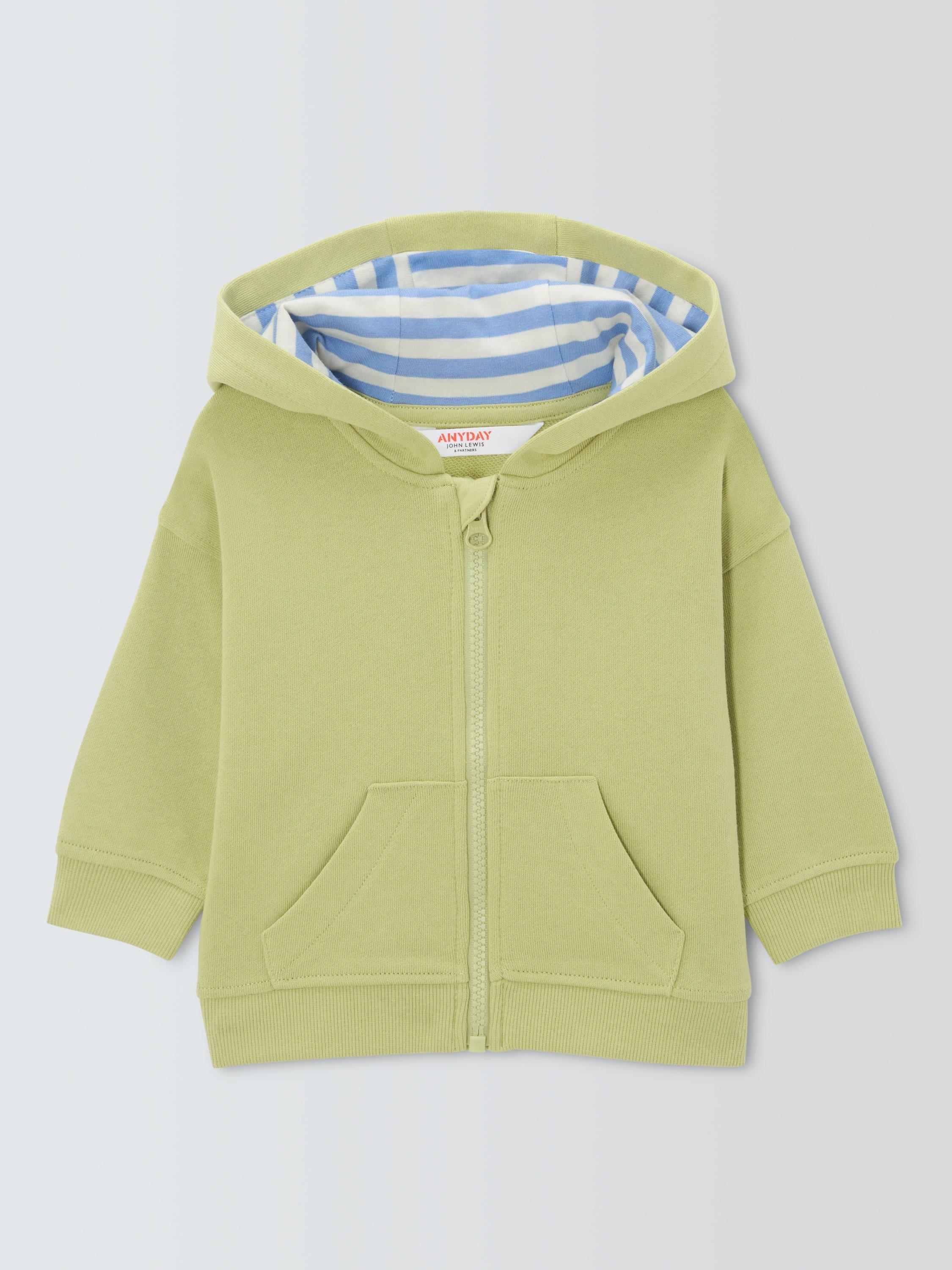 Product image 1 of 3, which shows John Lewis ANYDAY Baby Cotton Hoodie, Green, 3-6 months