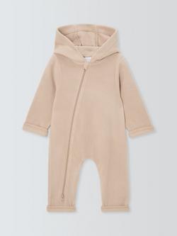John Lewis Baby Fleece Onesie, Beige, Beige