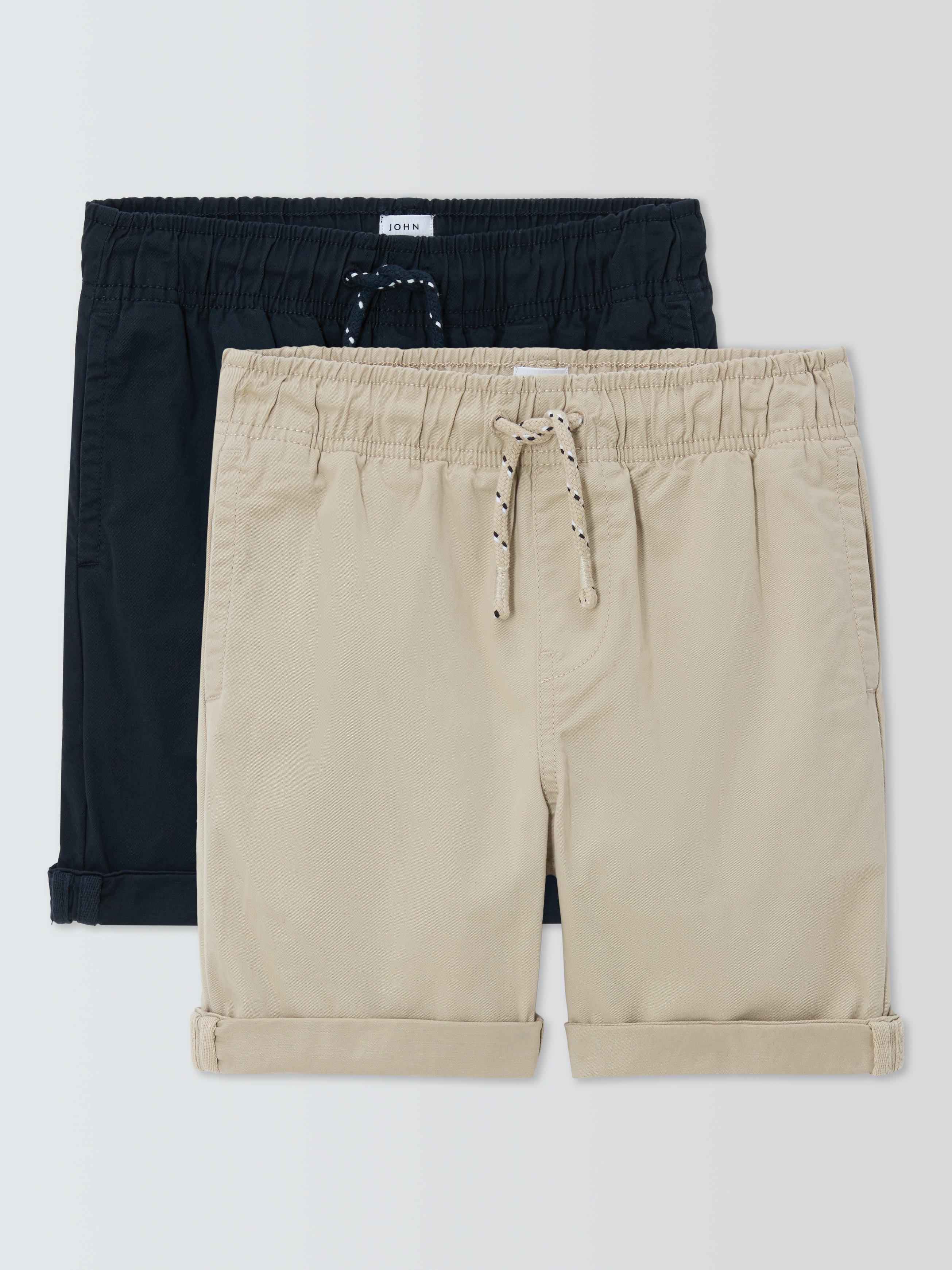 Product image 1 of 3, which shows John Lewis Kids' Drawstring Chino Shorts, Pack of 2, Multi, 8 years