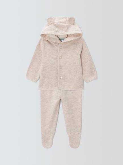John Lewis Baby Hoodie & Joggers Set, Natural, Natural