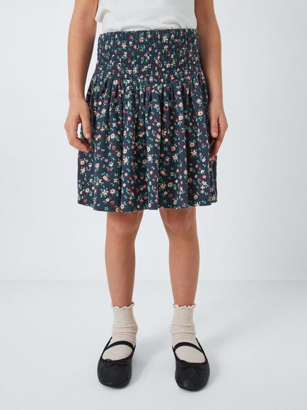 John Lewis Kids' Floral Jersey Skirt, Blue, Blue
