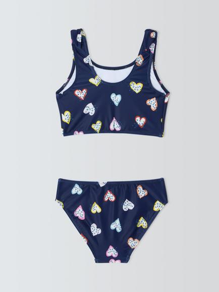 John Lewis Kids' Animal Print Hearts Bikini, Navy - view 2, Navy