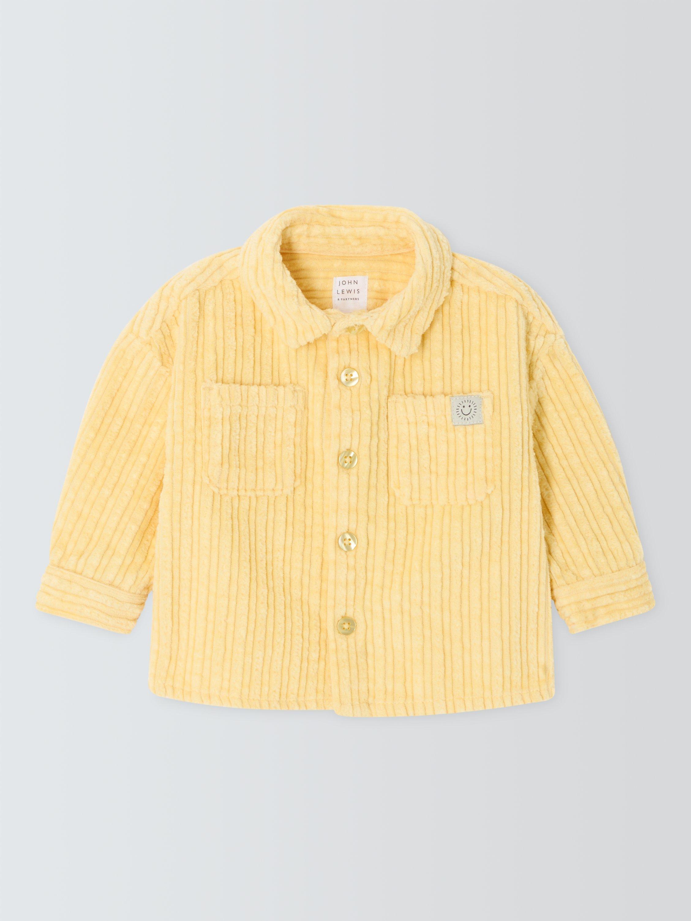 Product image 1 of 3, which shows John Lewis Baby Corduroy Shirt, Yellow, 0-3 months