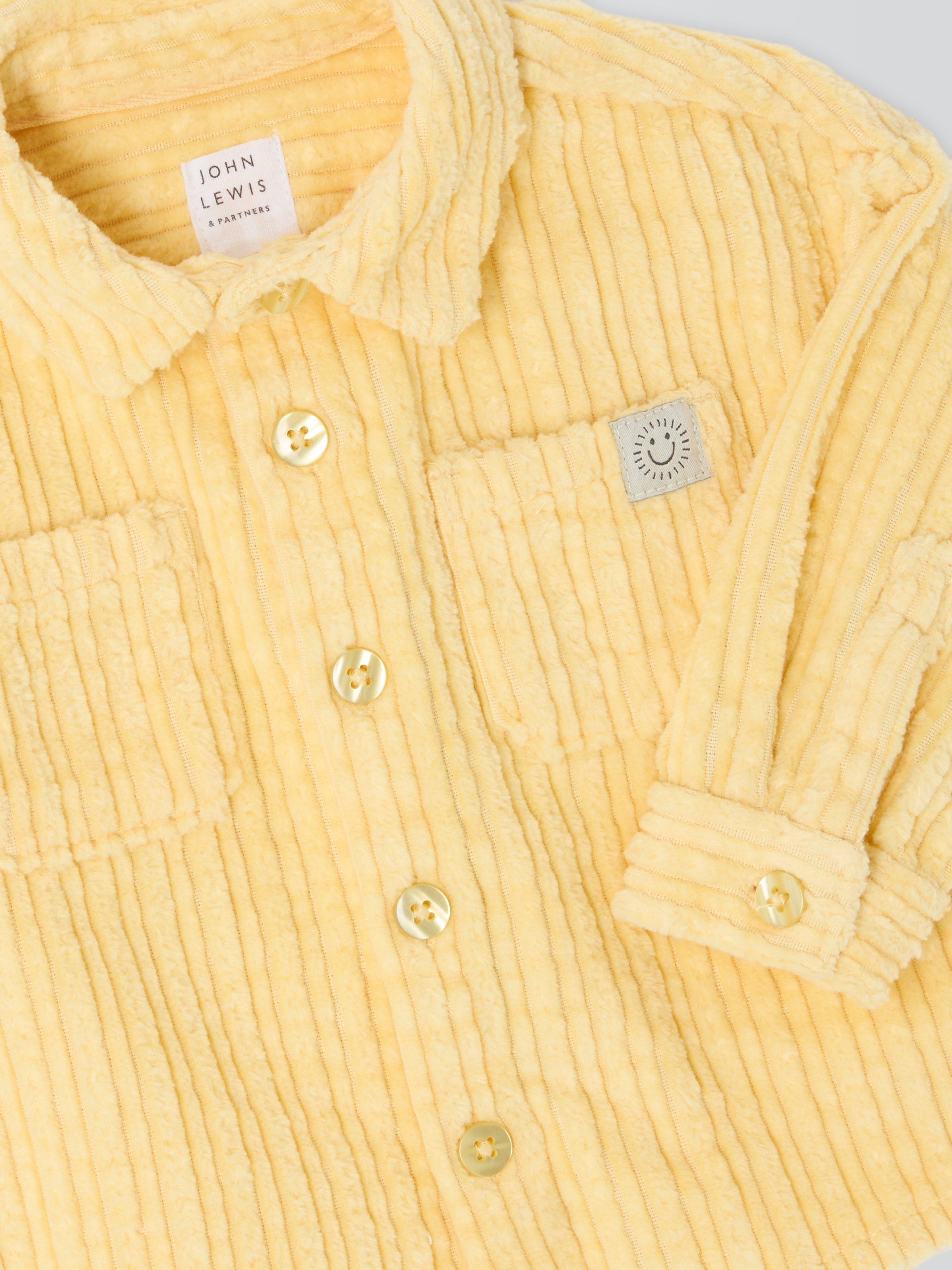 Product image 3 of 3, which shows John Lewis Baby Corduroy Shirt, Yellow, 0-3 months