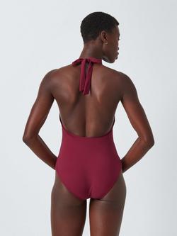John Lewis Hamptons Twist Front Swimsuit, Dark Red - view 2, Dark Red