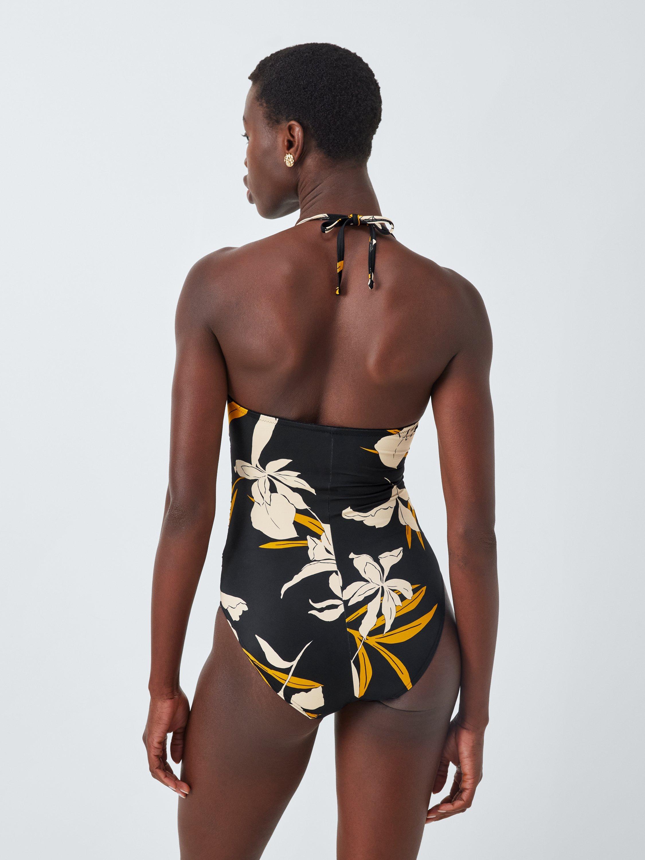 Product image 2 of 7, which shows John Lewis Kia Floral Bandeau Swimsuit, Black/Multi, 8