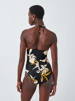 John Lewis Kia Floral Bandeau Swimsuit, Black/Multi - view 2, Black/Multi