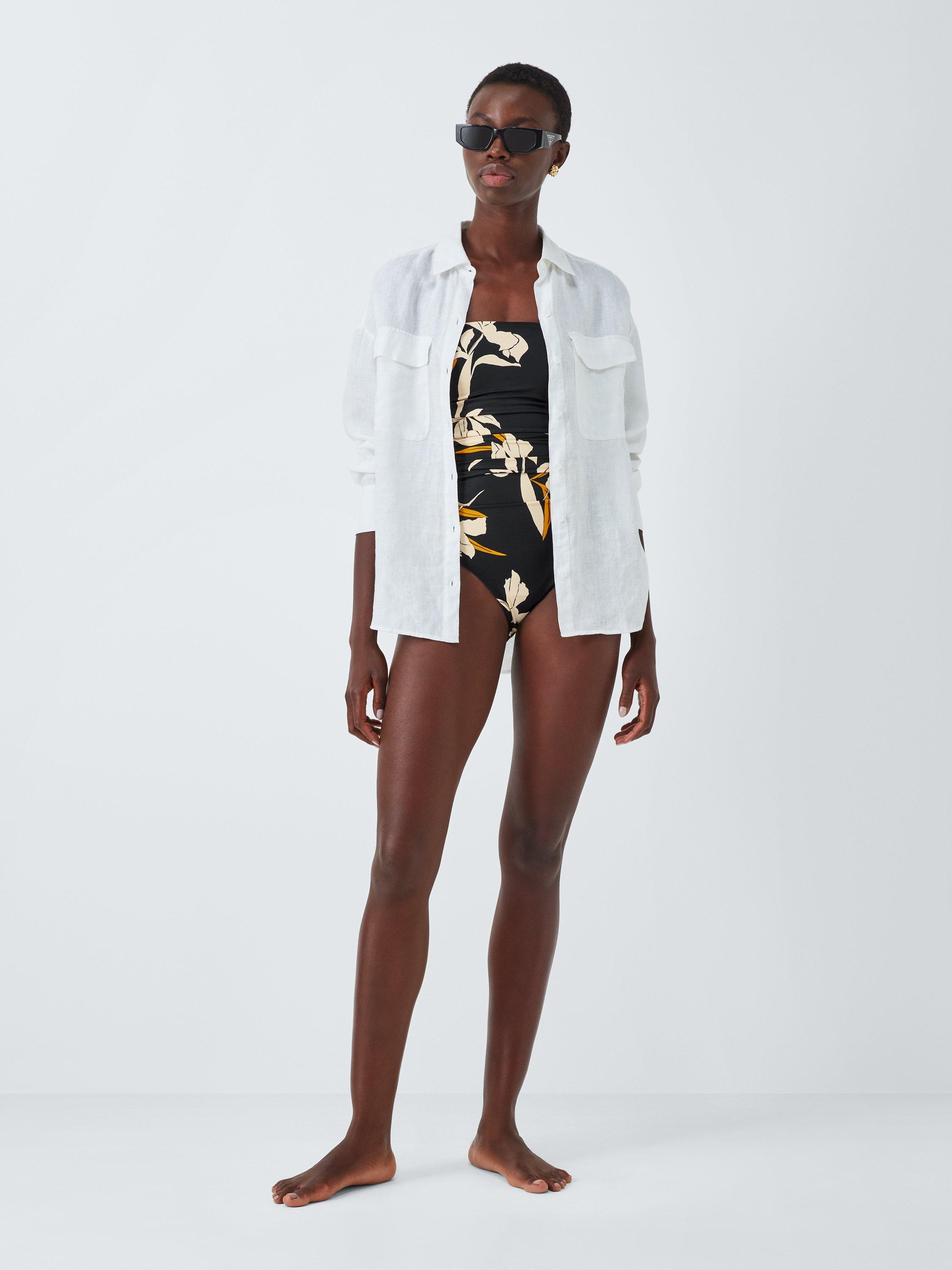 Product image 3 of 7, which shows John Lewis Kia Floral Bandeau Swimsuit, Black/Multi, 8