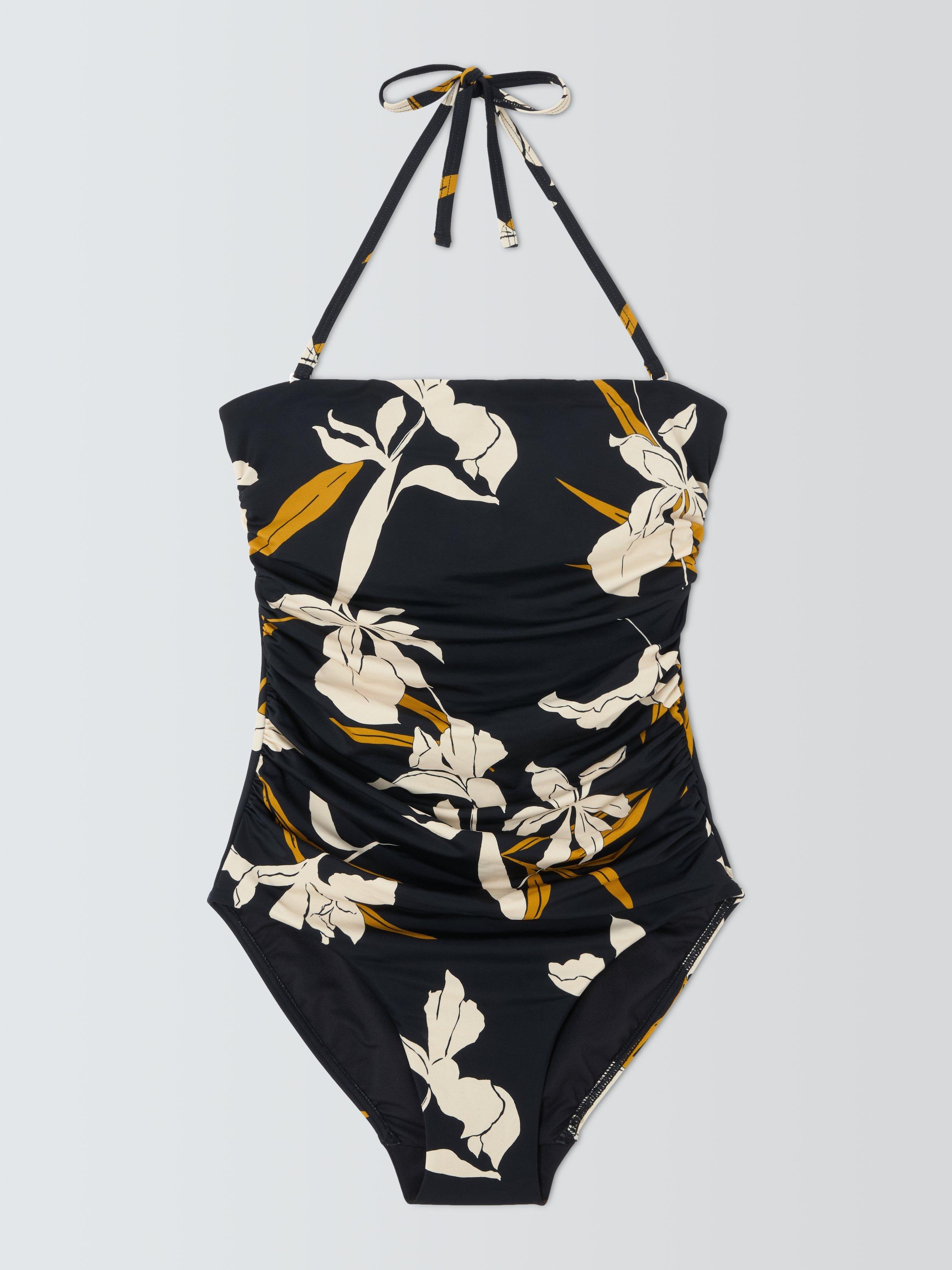 Product image 4 of 7, which shows John Lewis Kia Floral Bandeau Swimsuit, Black/Multi, 8
