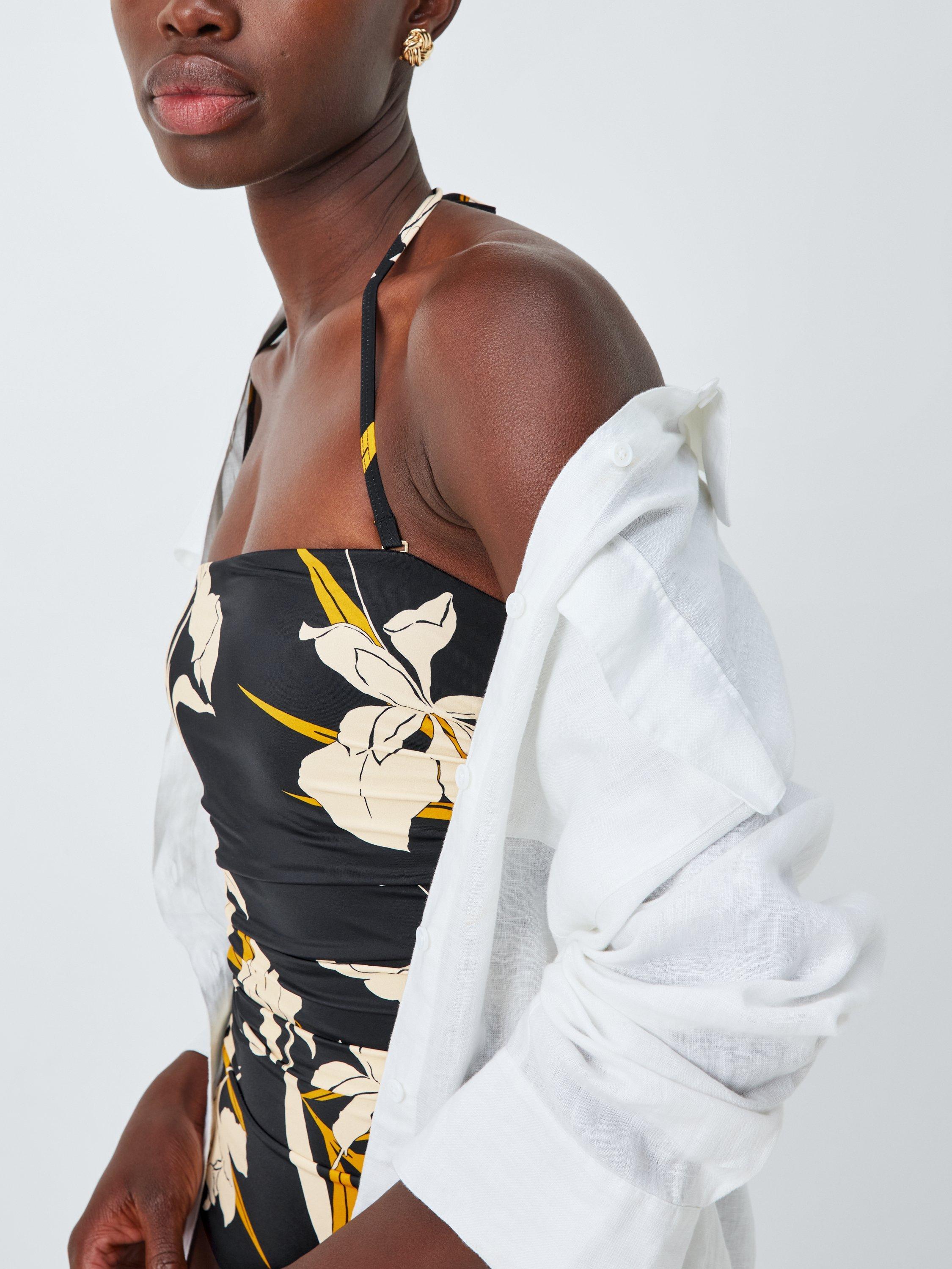 Product image 5 of 7, which shows John Lewis Kia Floral Bandeau Swimsuit, Black/Multi, 8