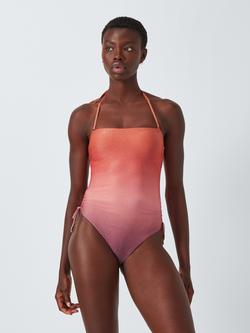 John Lewis Ombre Bandeau Swimsuit, Pink/Multi, Pink/Multi
