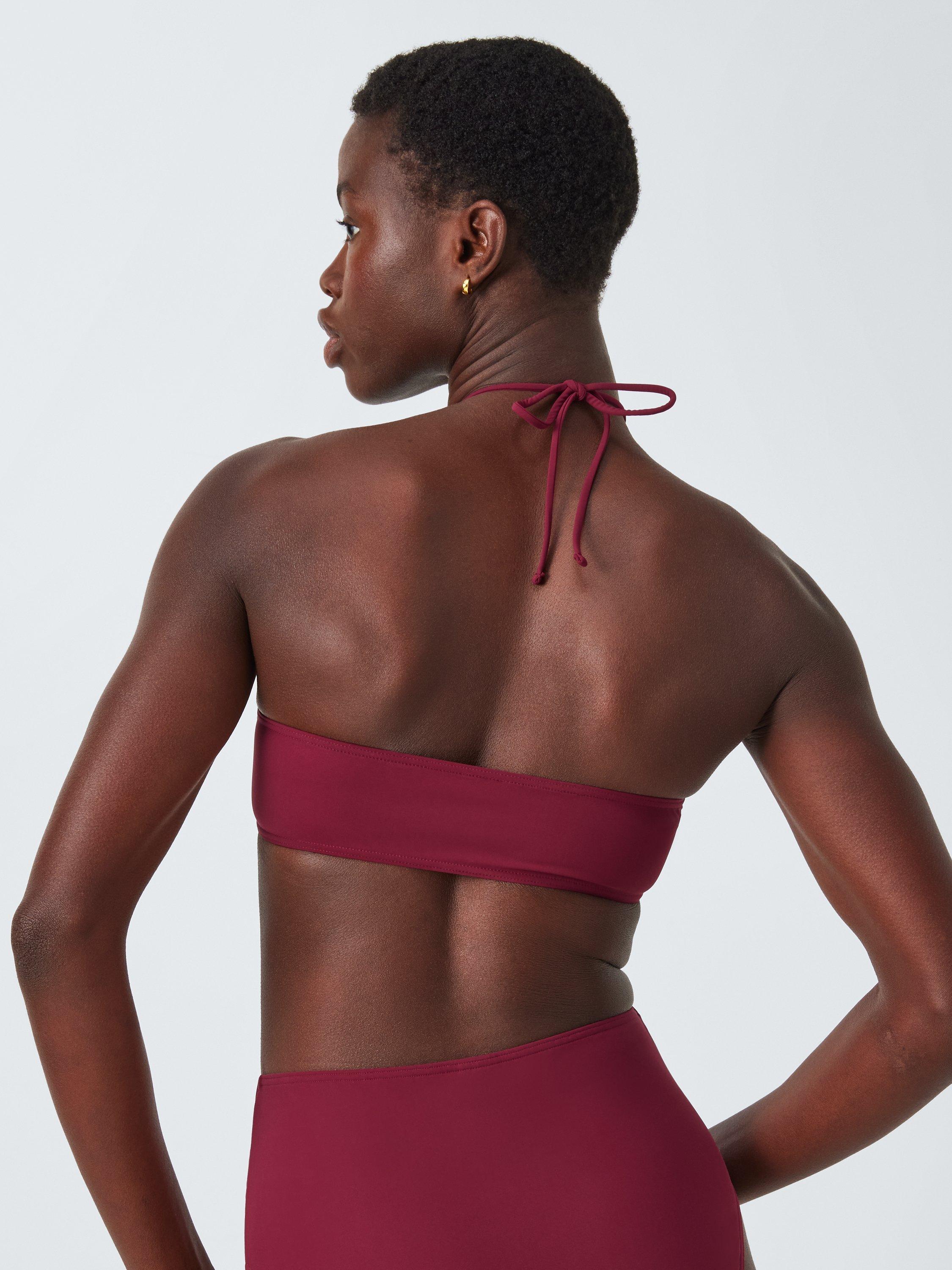 Product image 2 of 7, which shows John Lewis Las Flores Halterneck Bikini Top, Dark Red, 10