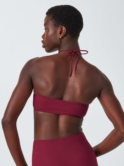 John Lewis Las Flores Halterneck Bikini Top, Dark Red - view 2, Dark Red