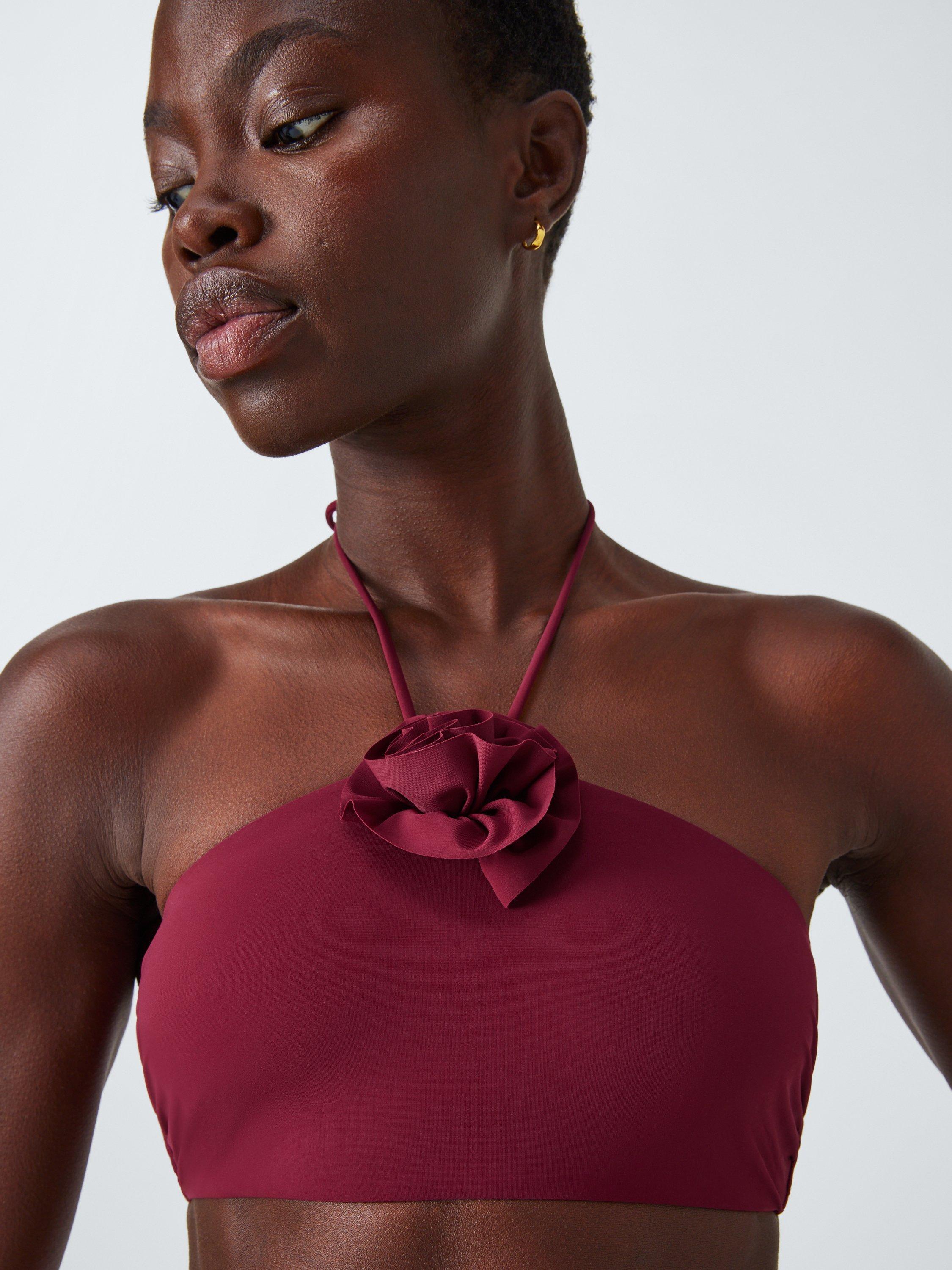 Product image 5 of 7, which shows John Lewis Las Flores Halterneck Bikini Top, Dark Red, 10