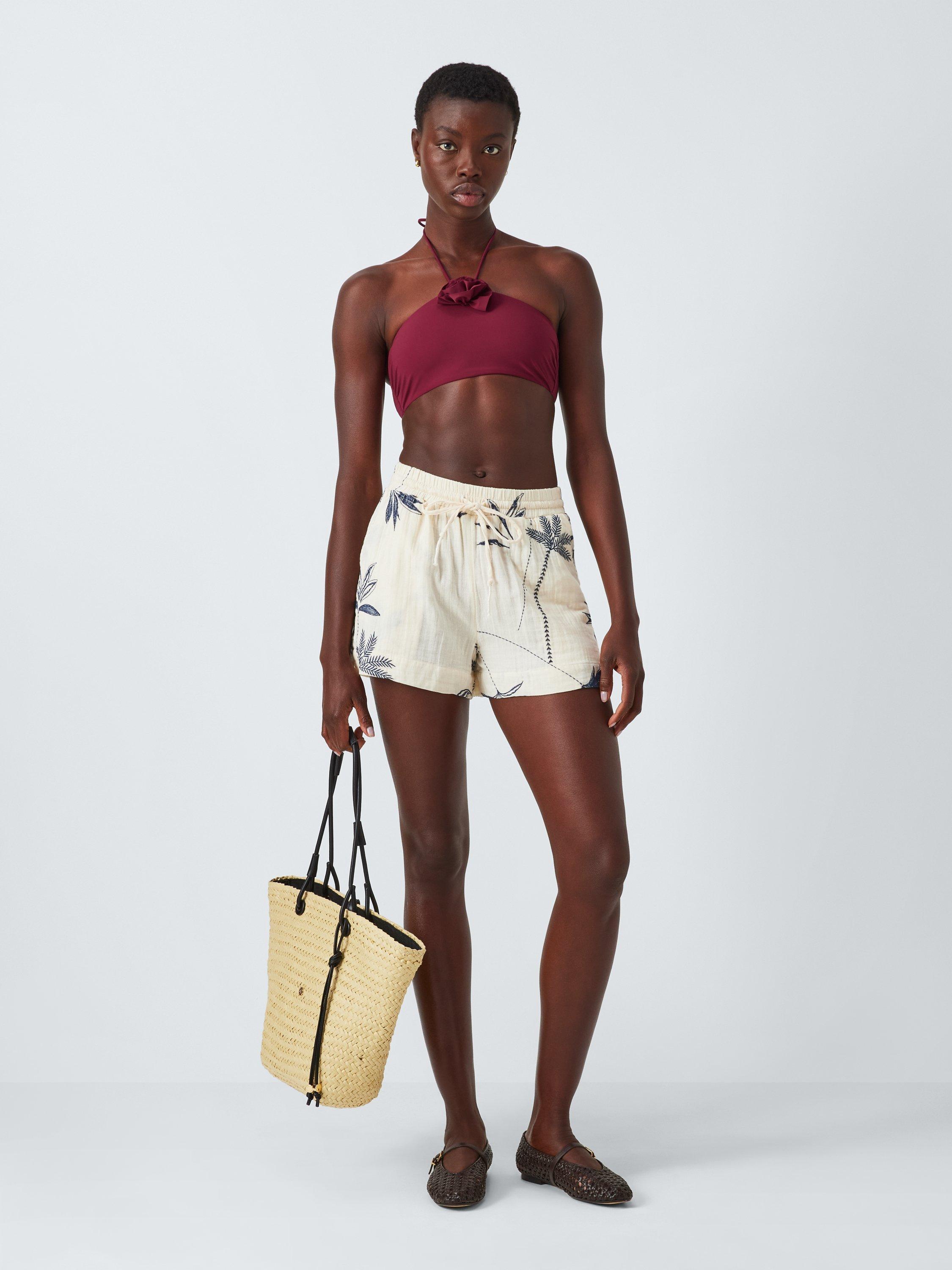 Product image 7 of 7, which shows John Lewis Las Flores Halterneck Bikini Top, Dark Red, 10