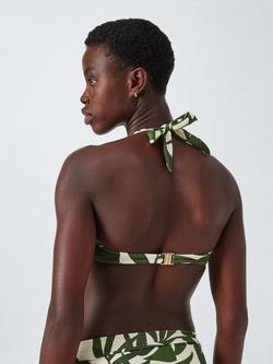 John Lewis Maldives Palm Sling Bikini Top, Green/Cream - view 2, Green/Cream