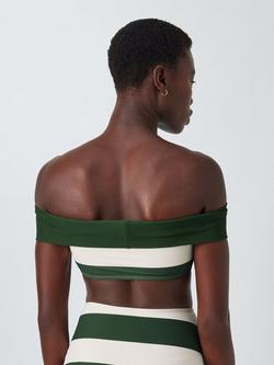 John Lewis Sydney Bardot Bikini Top, Green/Cream - view 2, Green/Cream