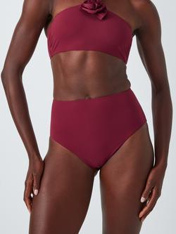 John Lewis Las Flores High Waist Bikini Bottoms, Dark Red, Dark Red