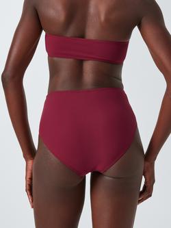 John Lewis Las Flores High Waist Bikini Bottoms, Dark Red - view 2, Dark Red