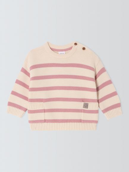 John Lewis Baby Breton Jumper, Pink, Pink