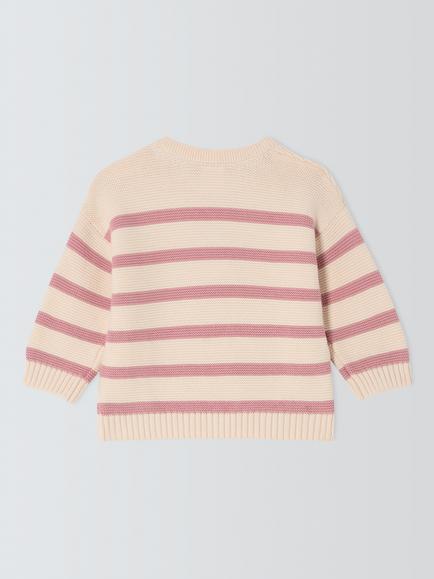 John Lewis Baby Breton Jumper, Pink - view 2, Pink