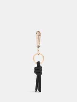 Whistles Leather Knotted Keyring, Black, Black