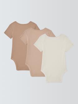 John Lewis Baby Plain Ribbed Bodysuits, Pack of 3, Multi - view 2, Multi