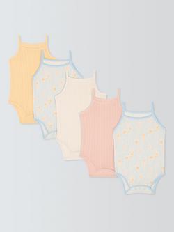 John Lewis Baby Floral Vests, Pack of 5, Multi, Multi