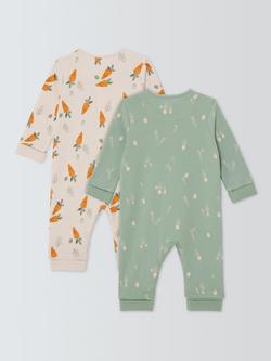 John Lewis Baby Carrot Romper, Pack of 2, Multi - view 2, Multi