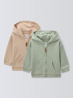 John Lewis Baby Cotton Zip-Up Hoodie, Pack of 2, Multi, Multi