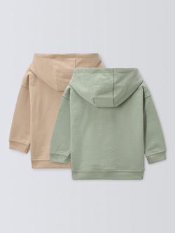 John Lewis Baby Cotton Zip-Up Hoodie, Pack of 2, Multi - view 2, Multi