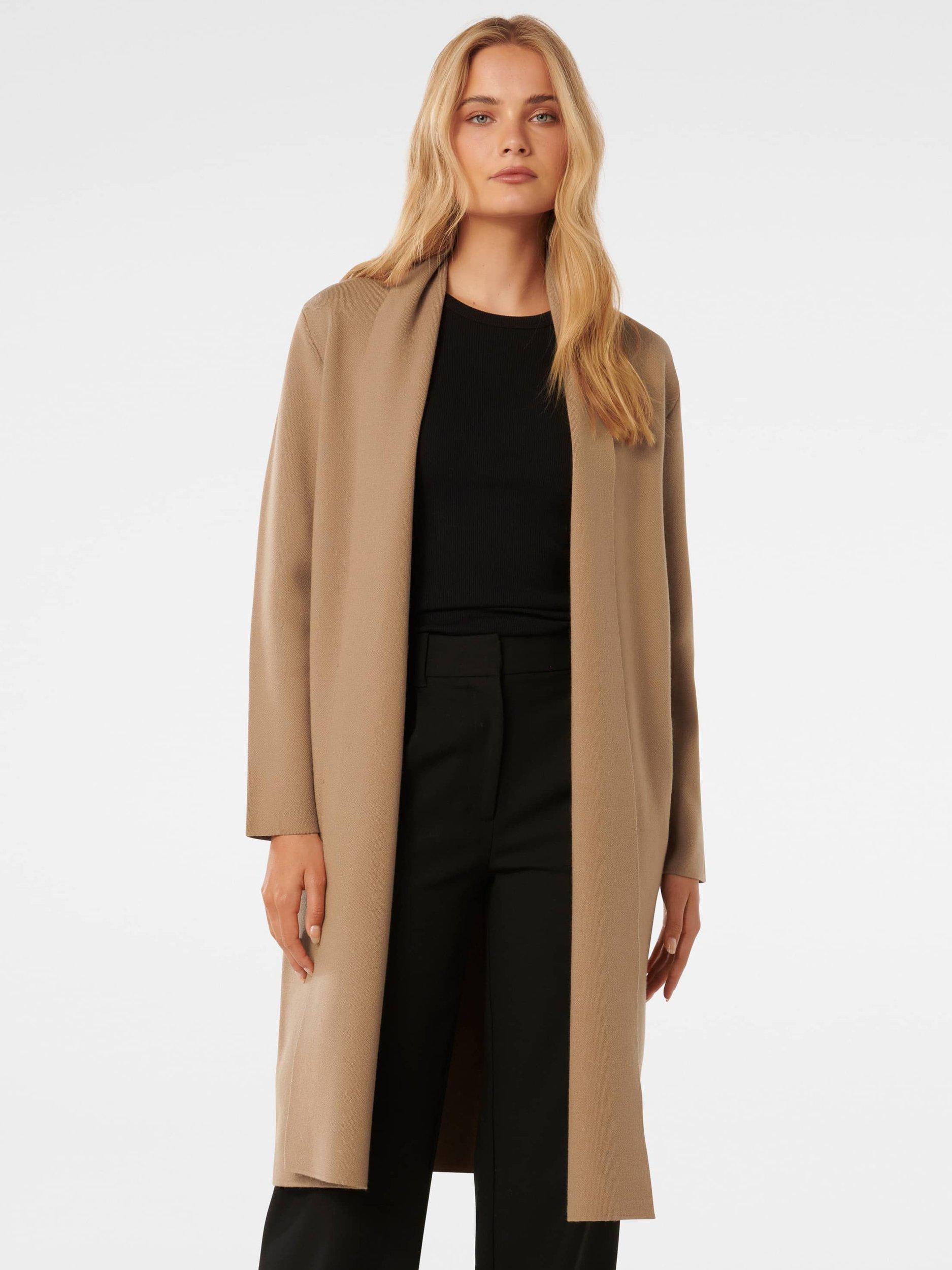 Product image 1 of 5, which shows Forever New Averi Shawl Coatigan, Camel, L