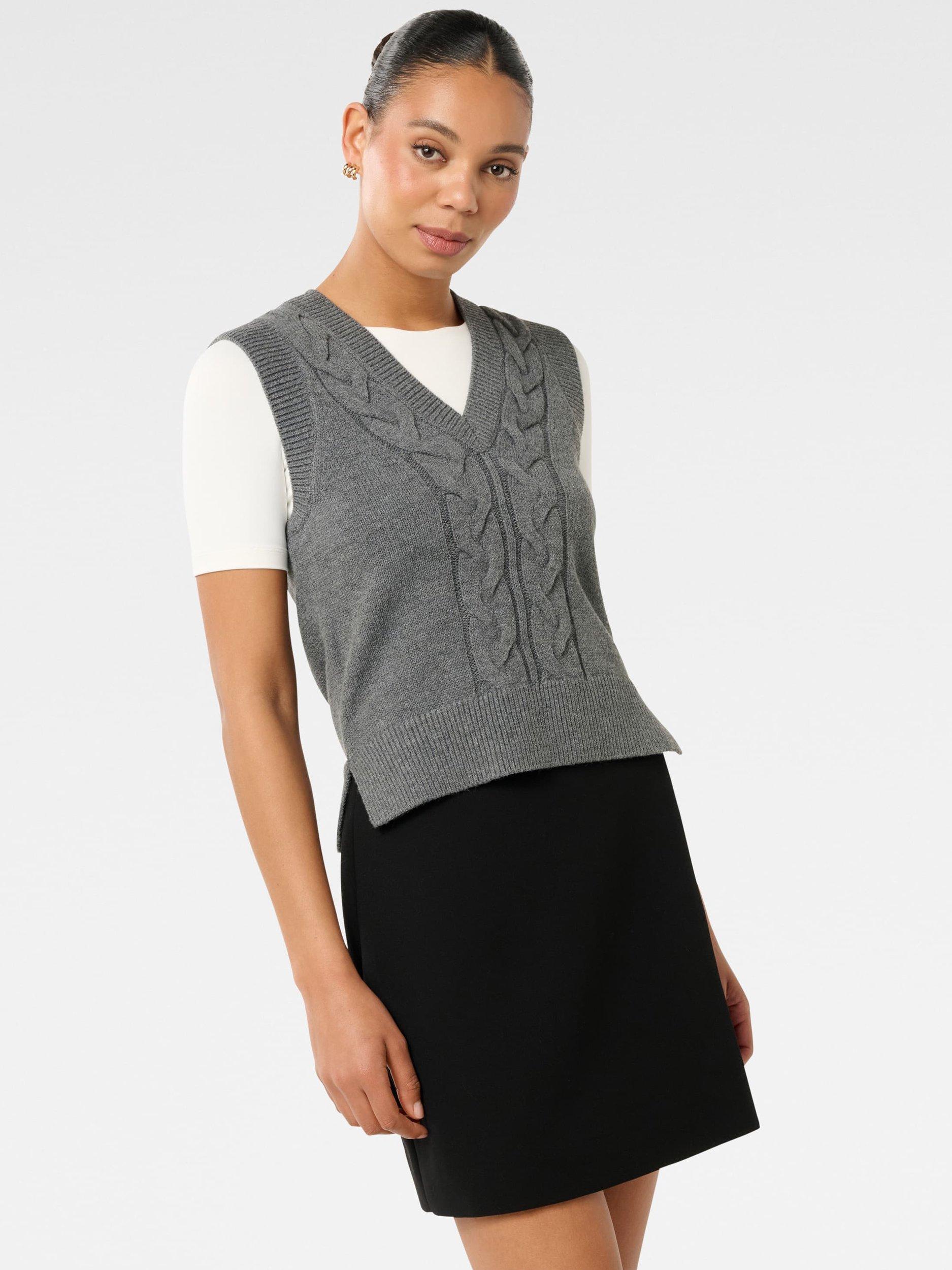 Product image 3 of 5, which shows Forever New Ivy Cable Knit Tabard, Grey, L