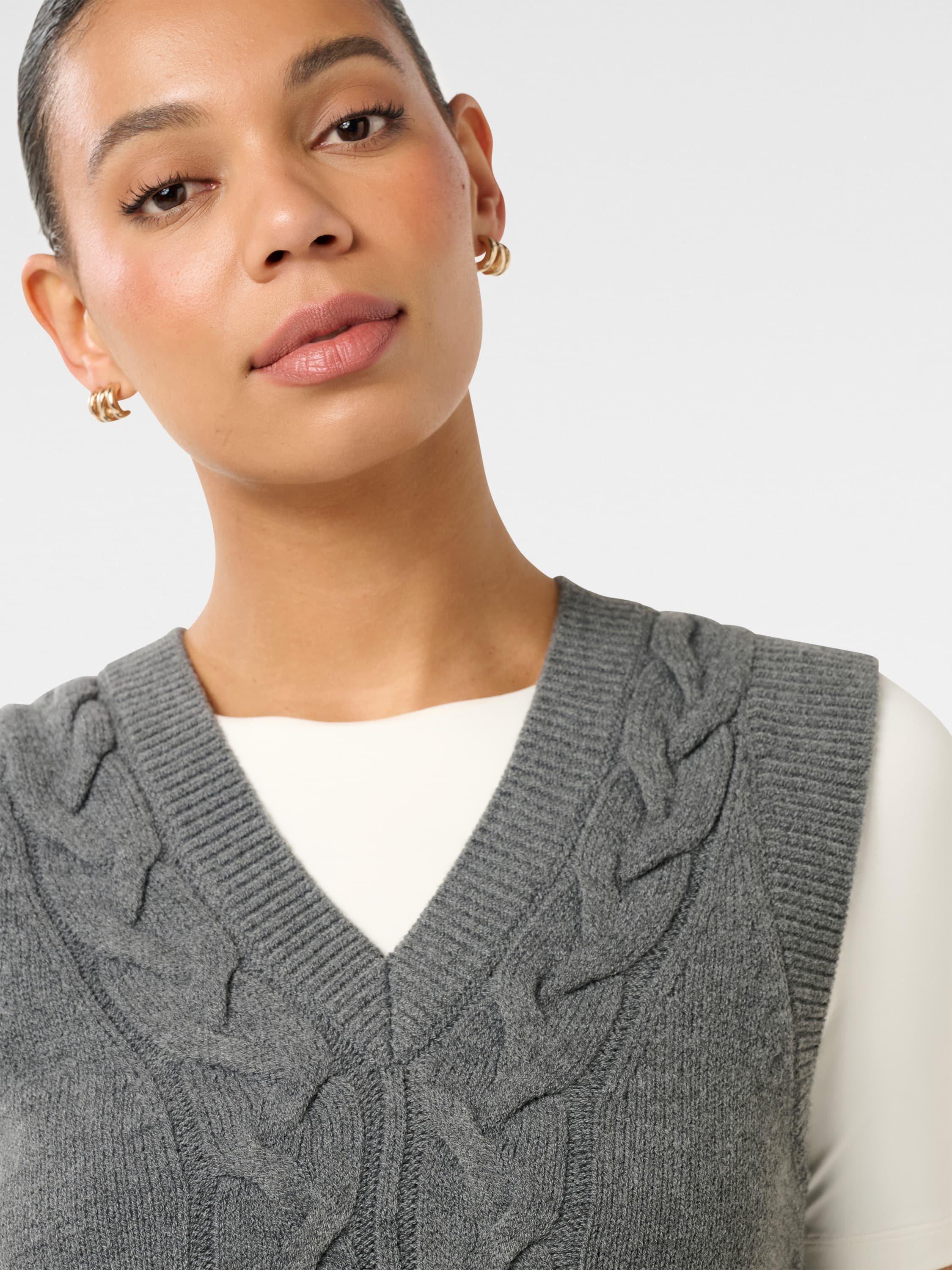 Product image 4 of 5, which shows Forever New Ivy Cable Knit Tabard, Grey, L