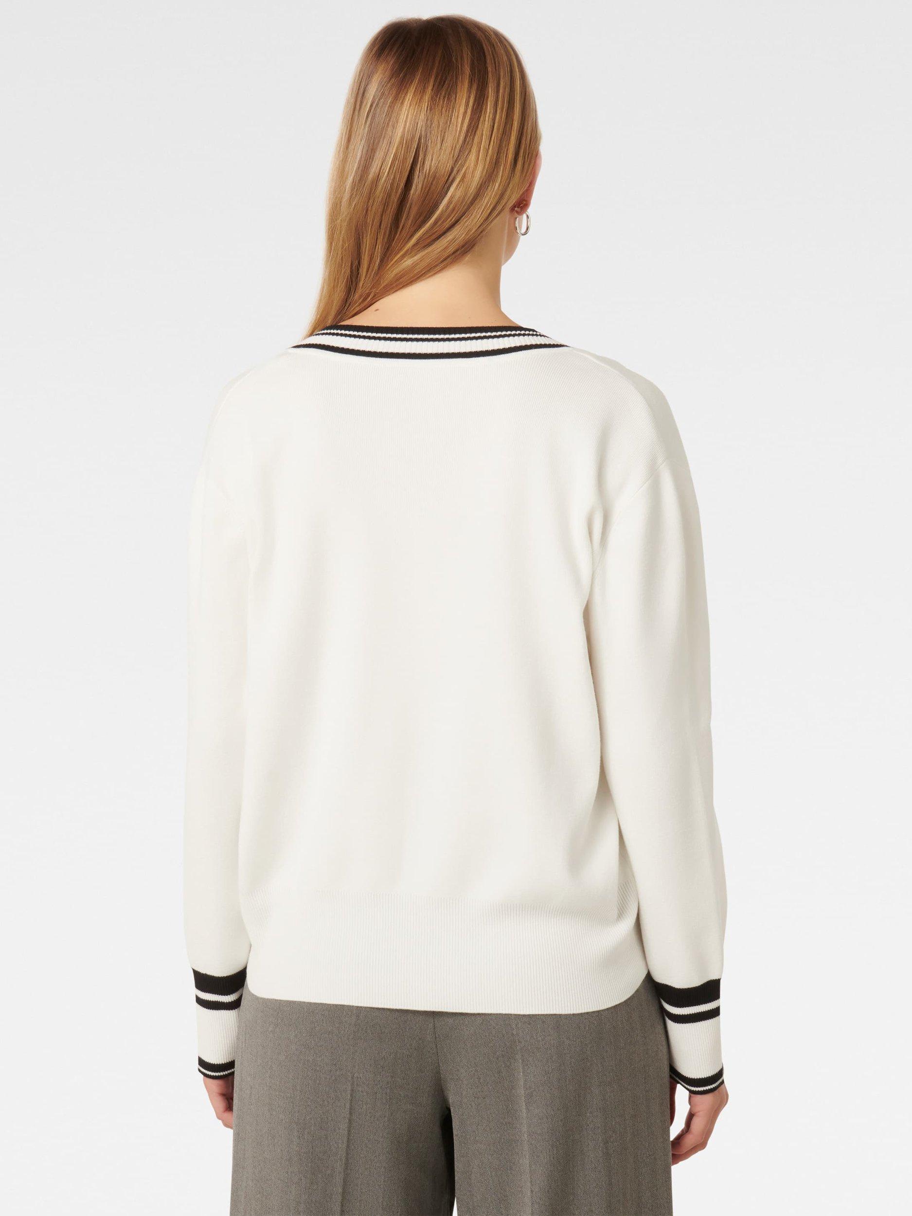 Product image 2 of 5, which shows Forever New Kali Tipped Trim Jumper, Porcelain/Black, L