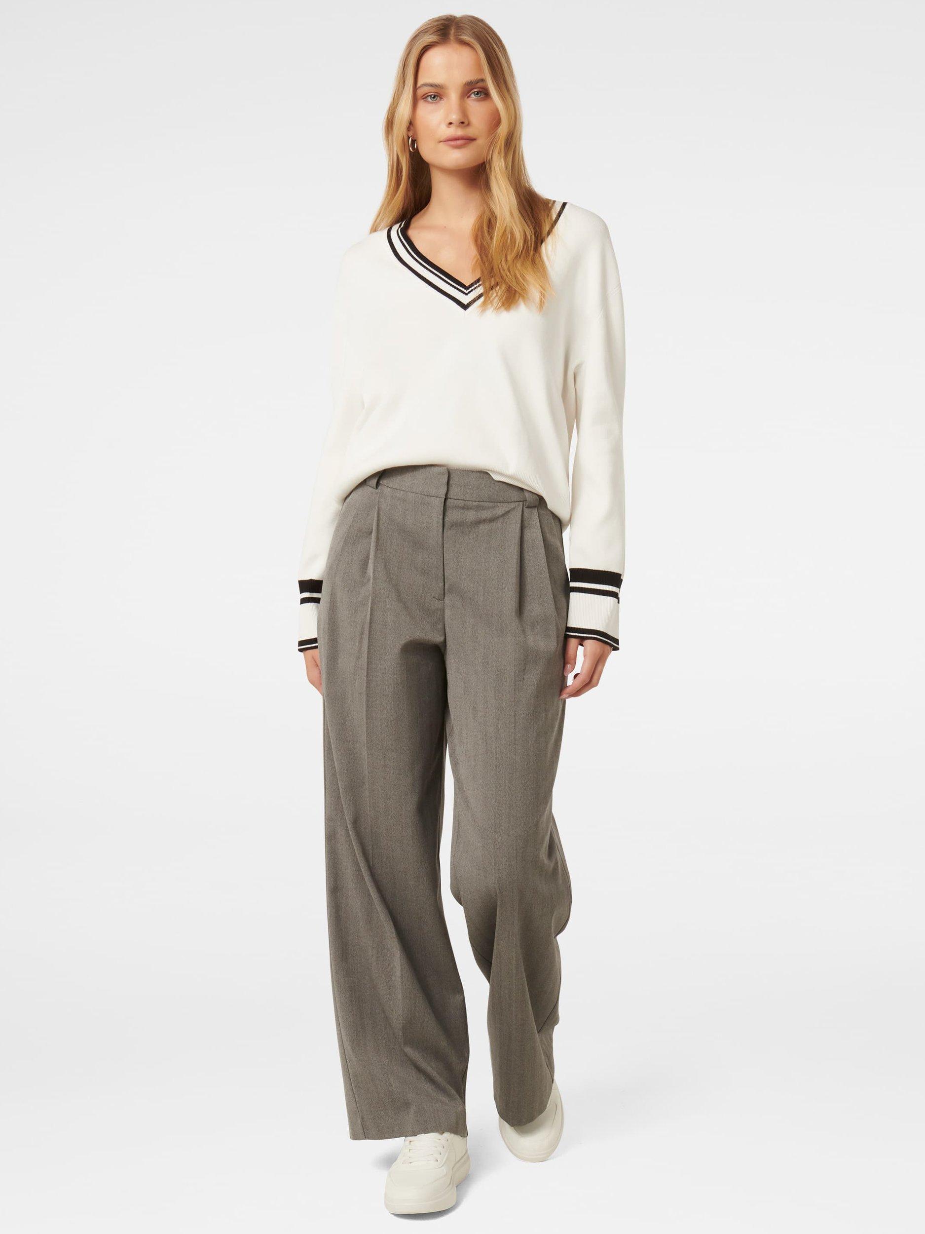 Product image 5 of 5, which shows Forever New Kali Tipped Trim Jumper, Porcelain/Black, L