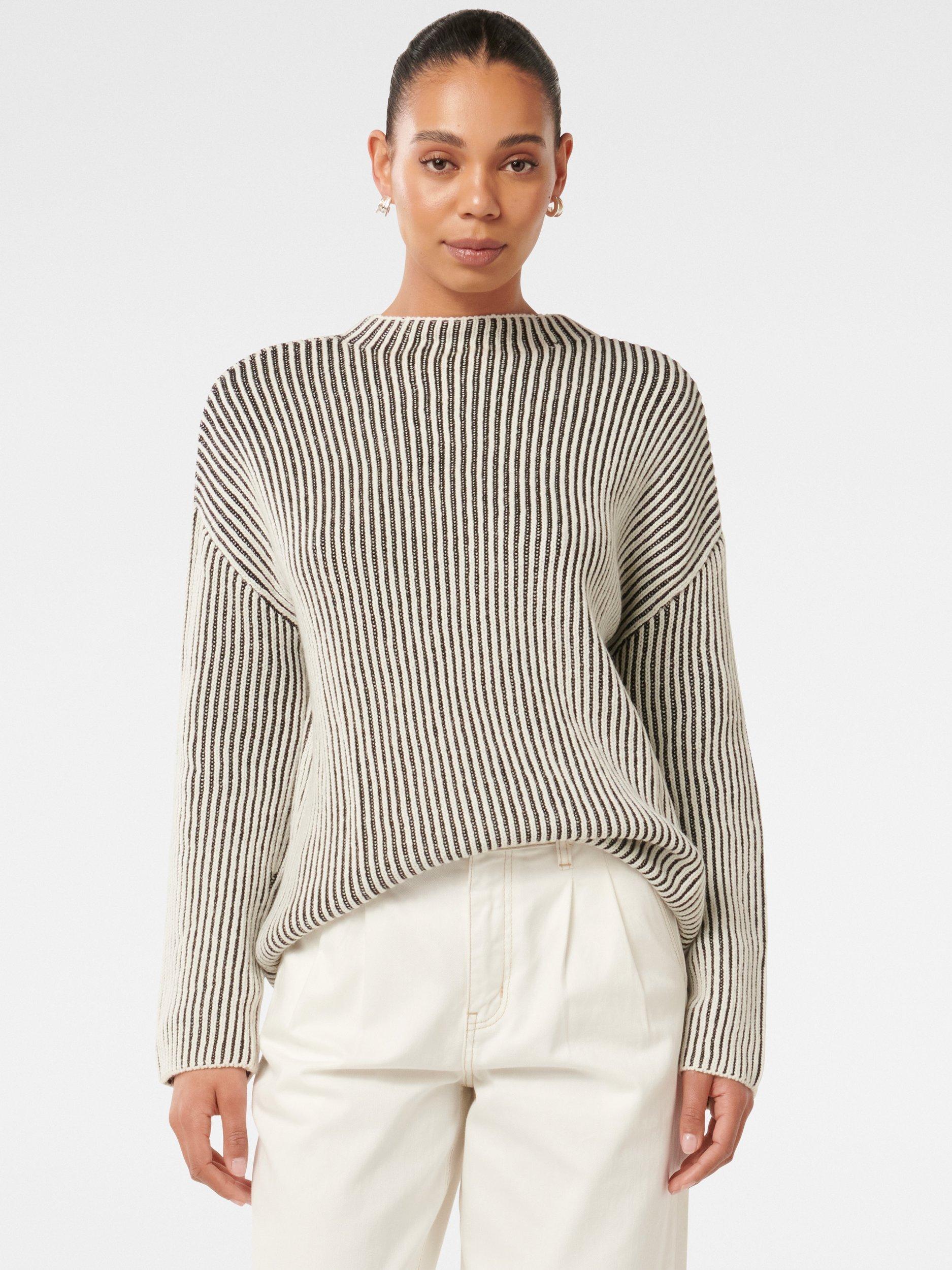 Product image 1 of 5, which shows Forever New Robin Stripe Jumper, Mono, L