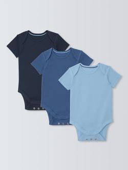 John Lewis Baby Plain Bodysuits, Pack of 3, Multi, Multi
