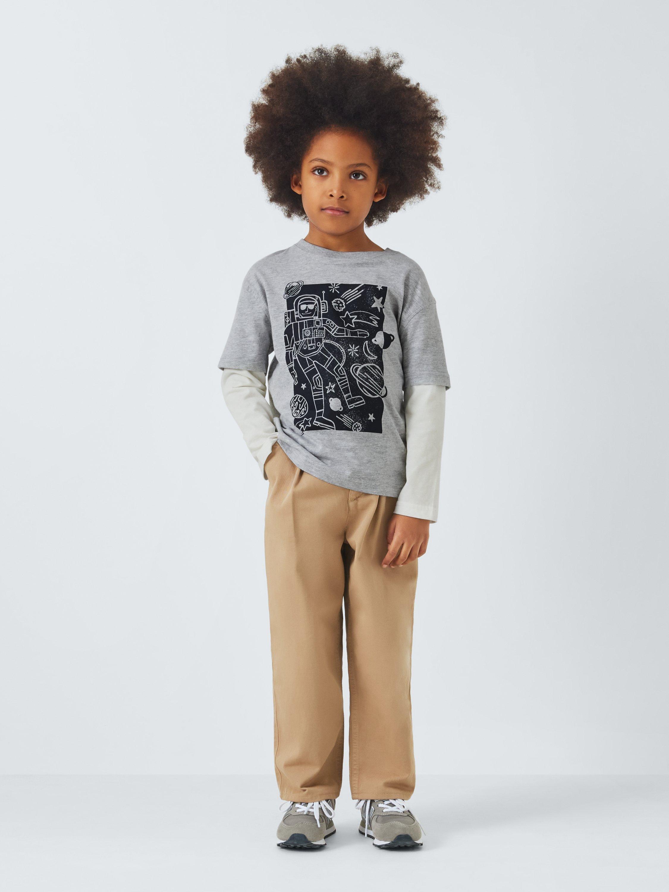 Product image 2 of 6, which shows John Lewis Kids' Space Mock Sleeve Top, Grey, 2 years