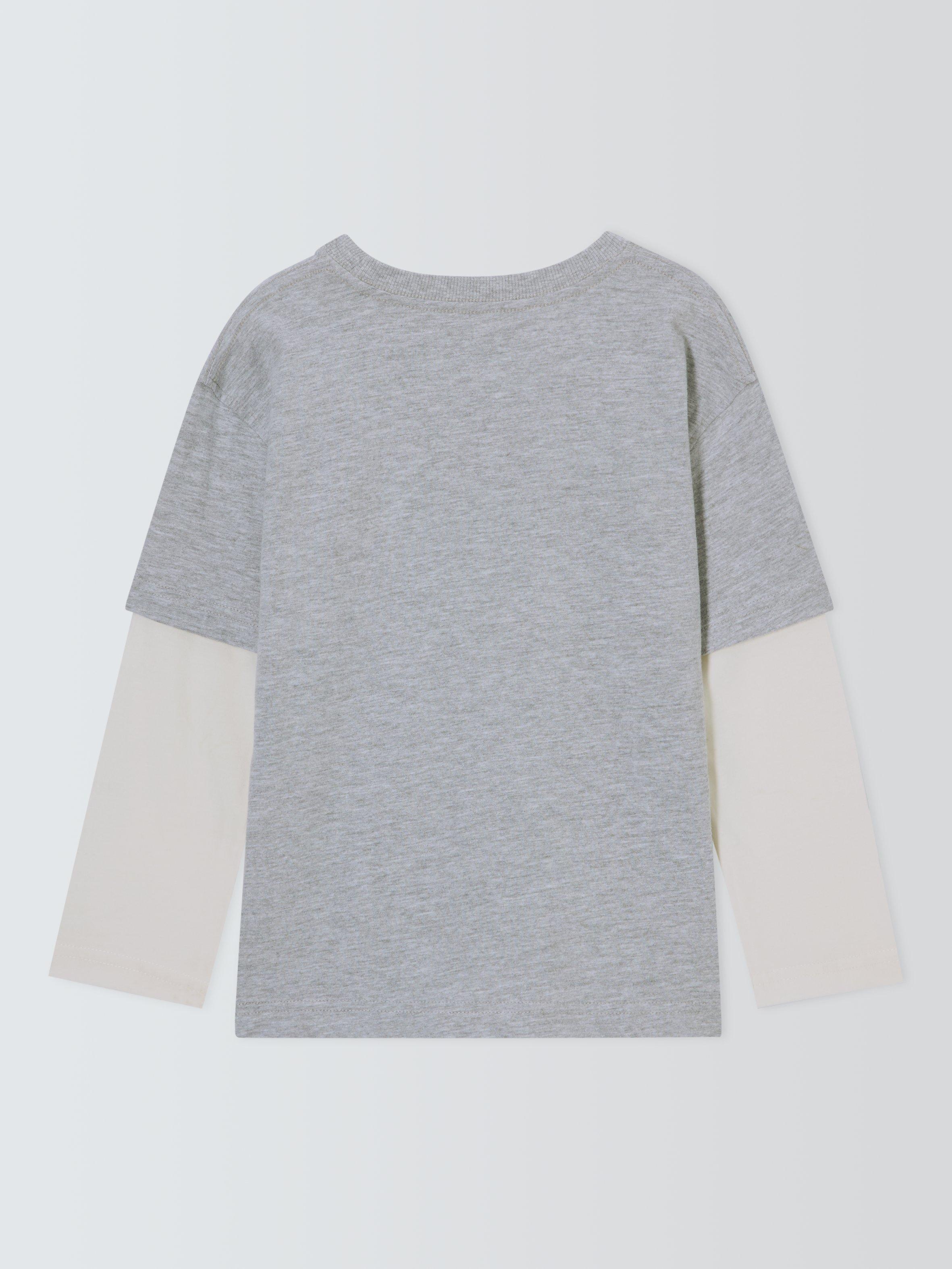 Product image 6 of 6, which shows John Lewis Kids' Space Mock Sleeve Top, Grey, 2 years