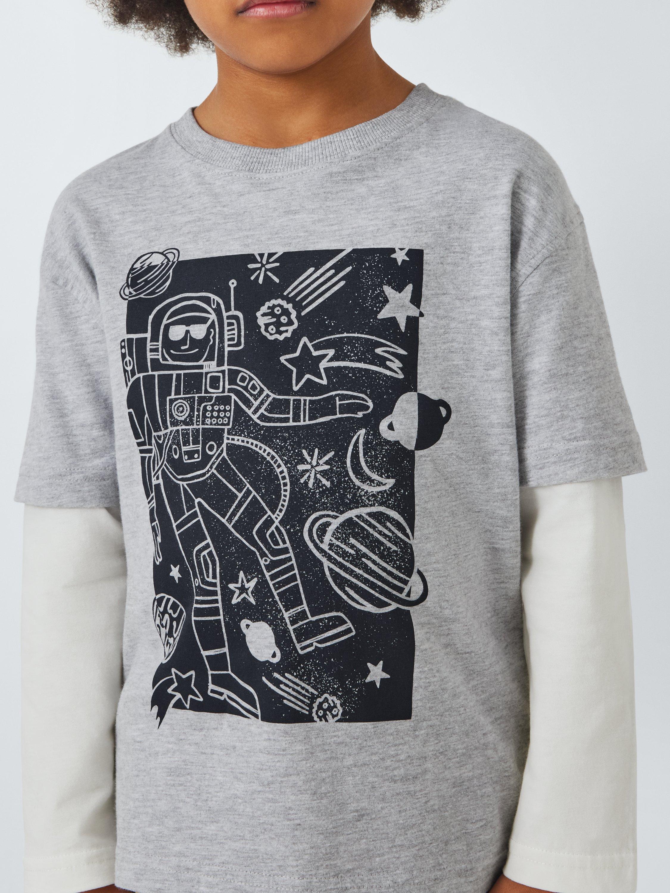 Product image 4 of 6, which shows John Lewis Kids' Space Mock Sleeve Top, Grey, 2 years