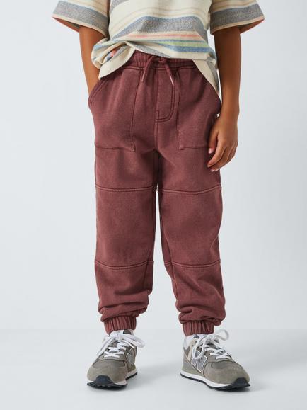 John Lewis Kids' Optic Tapered Joggers, Red, Red