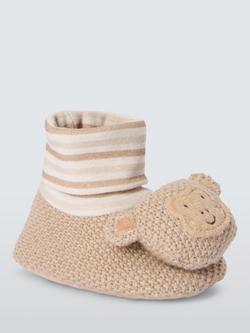 John Lewis Baby Monkey Sock Top Pram Shoes, Multi, Multi