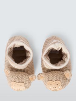 John Lewis Baby Monkey Sock Top Pram Shoes, Multi - view 2, Multi