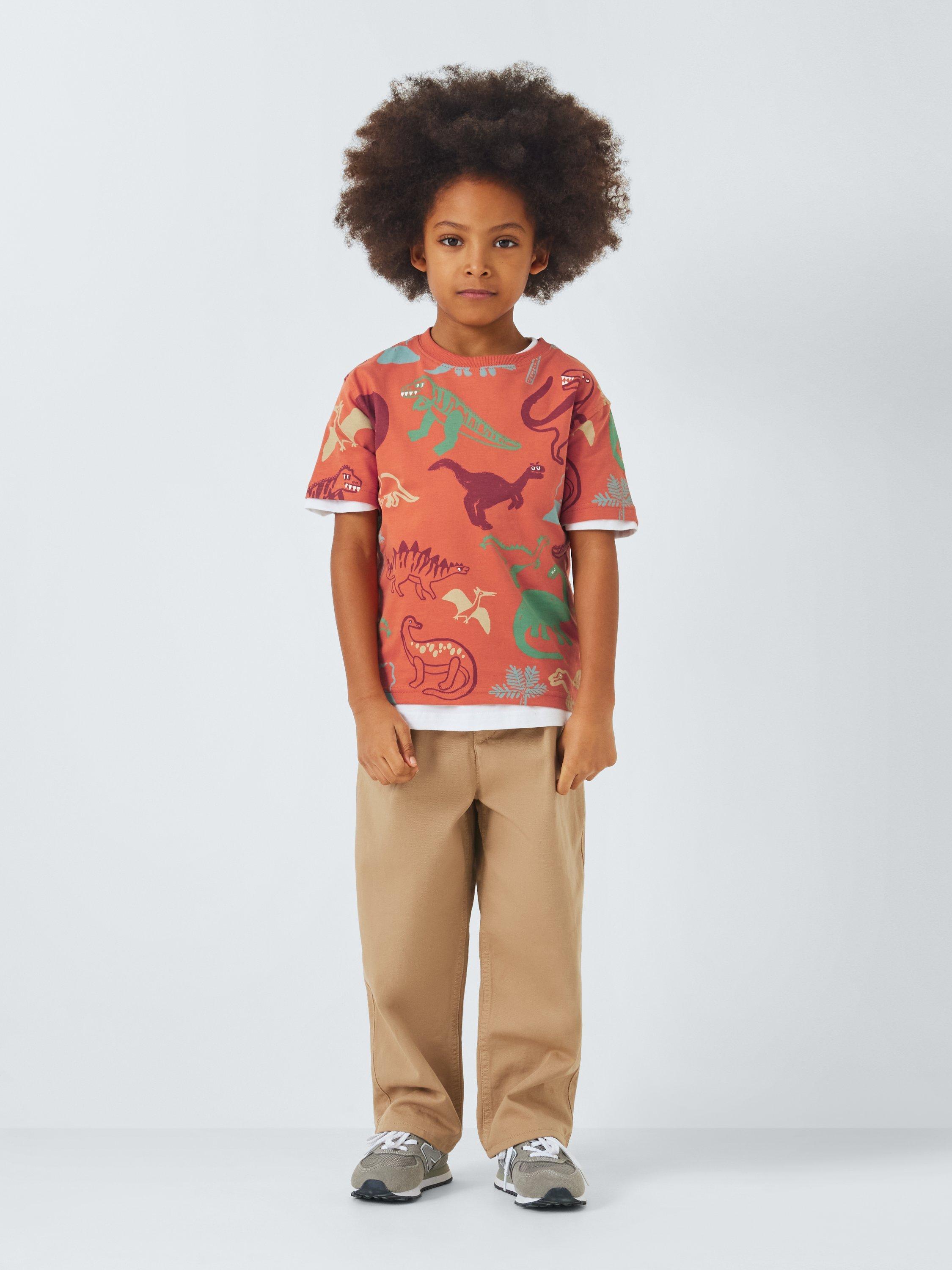 Product image 2 of 6, which shows John Lewis Kids' Dinosaur Print T-Shirt, Orange, 10 years