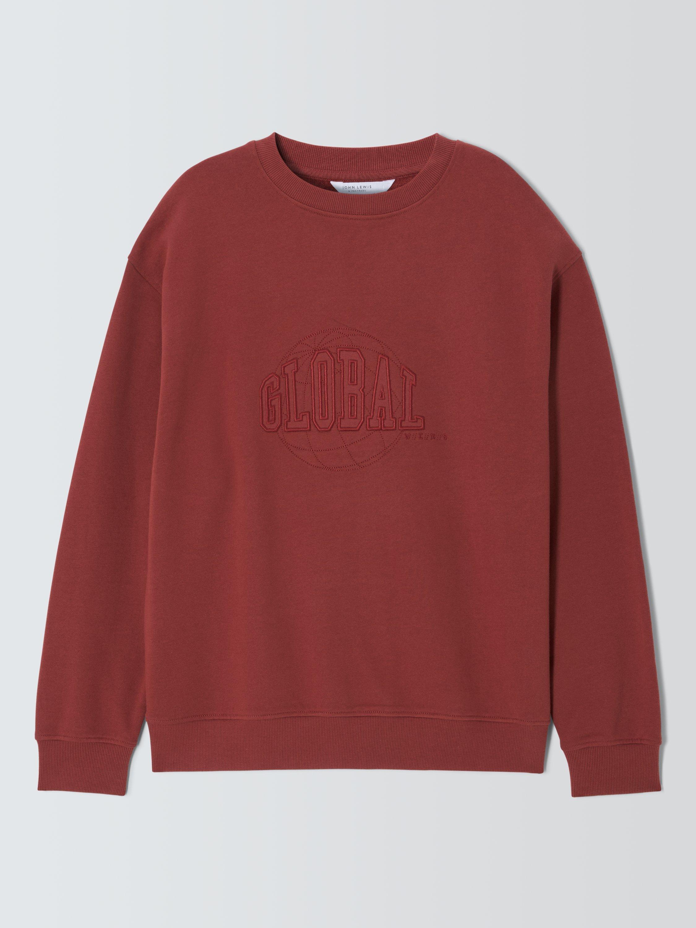 Product image 3 of 7, which shows John Lewis Kids' Global Embroidered Sweatshirt, Red, 8 years
