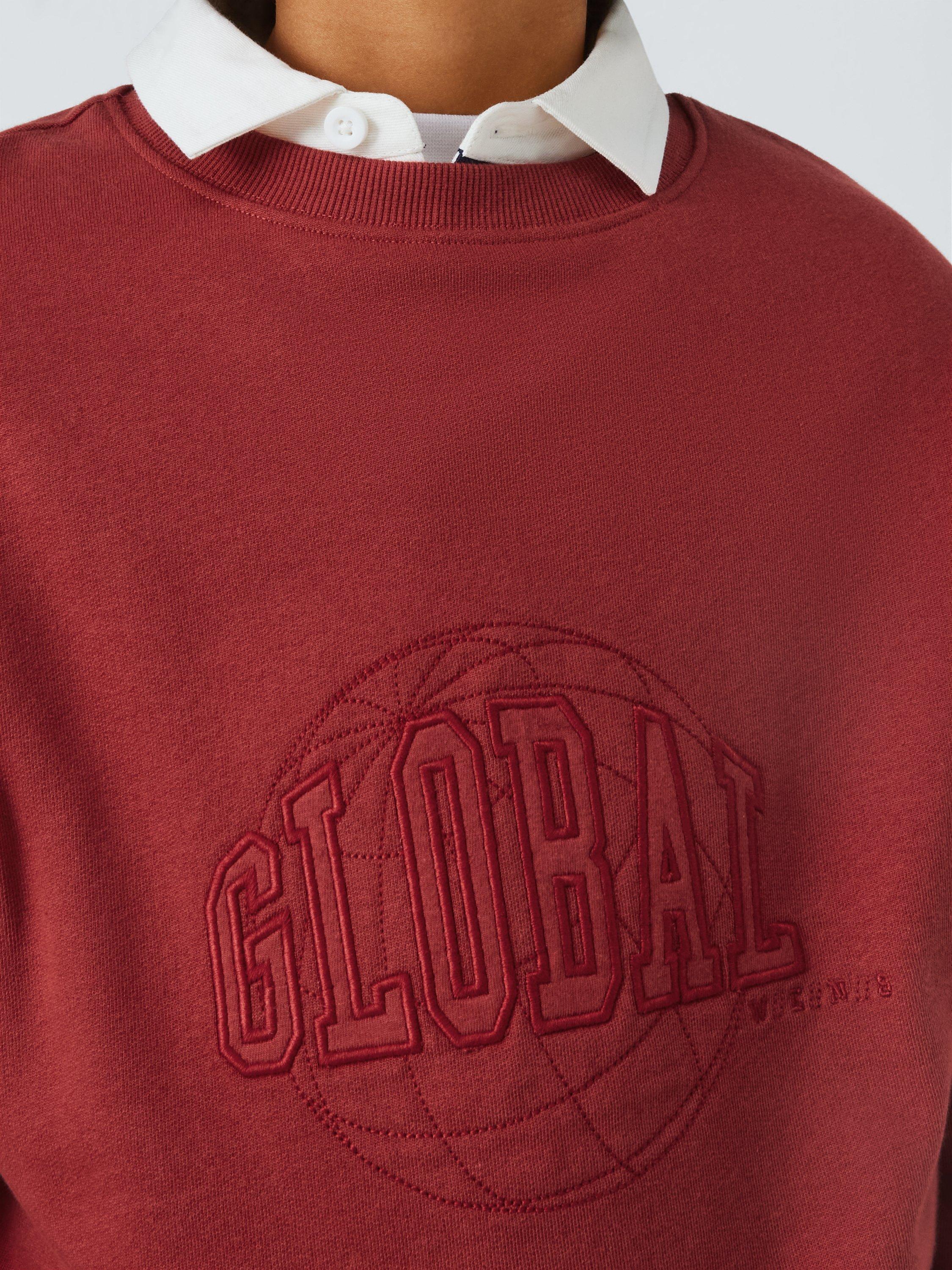 Product image 5 of 7, which shows John Lewis Kids' Global Embroidered Sweatshirt, Red, 8 years